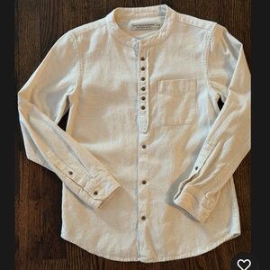 Aran Sweater Market-Shirt Made In Ireland “Grandfather”Cotton,Linen Blend-Unisex